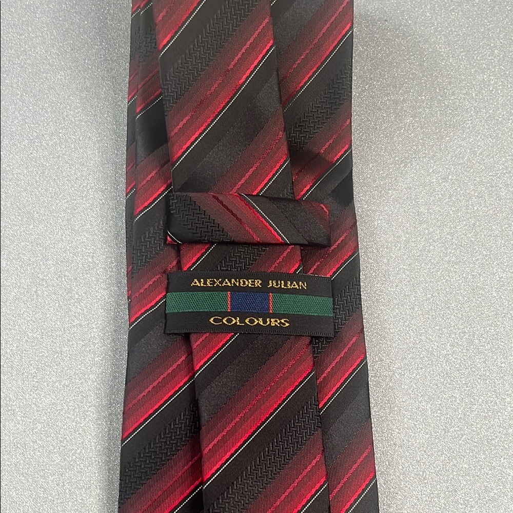 Alexander Julian Red and Black Striped Silk Tie